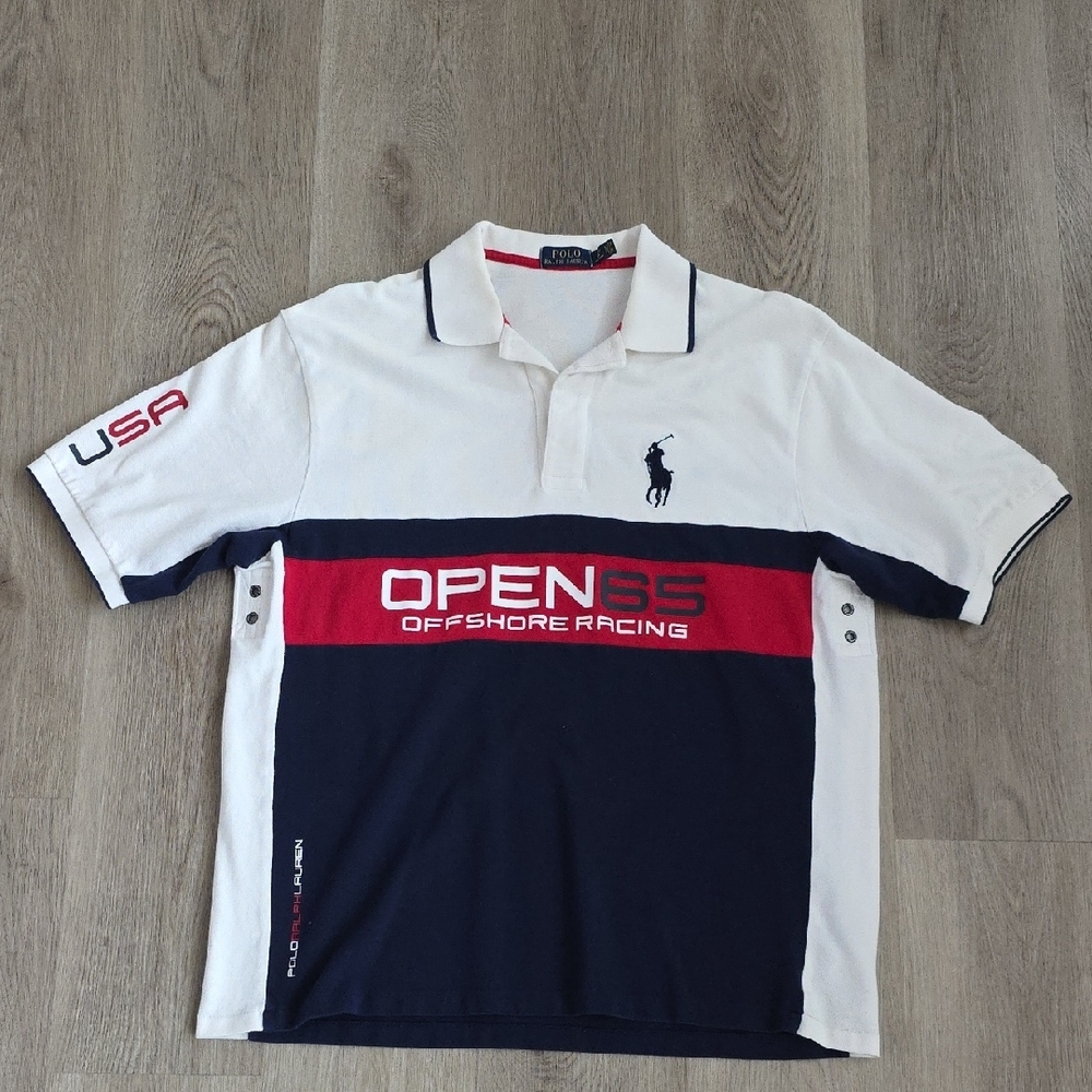 Polo by Ralph Lauren Men's Red White and Blue Offshore Racing Shirt